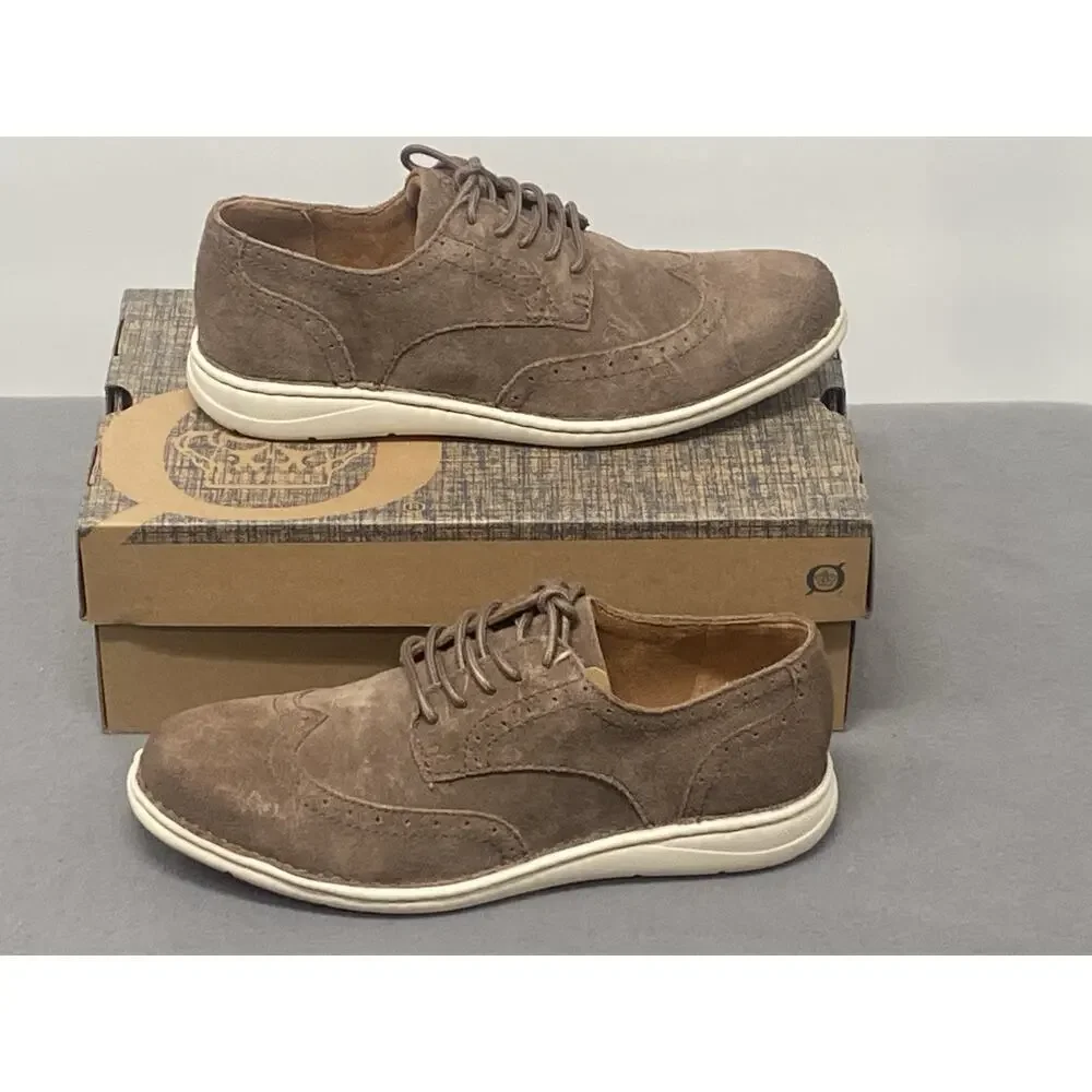 Born Men’s Luke‎ Wingtip Oxford Shoes Size 9 Distressed Suede Leather Taupe